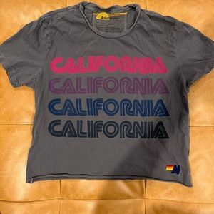Aviator Nation crop tshirt raw hem